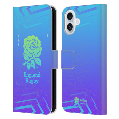 England Rugby Union This Rose Means Everything Logo in Purple Leather Book Wallet Case Cover For Apple iPhone 16 Plus