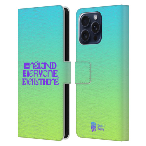 England Rugby Union This Rose Means Everything Slogan in Cyan Leather Book Wallet Case Cover For Apple iPhone 16 Pro Max