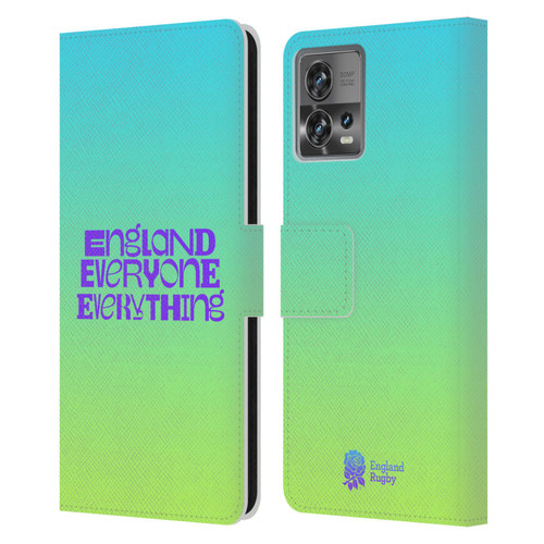 England Rugby Union This Rose Means Everything Slogan in Cyan Leather Book Wallet Case Cover For Motorola Moto Edge 30 Fusion