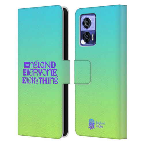 England Rugby Union This Rose Means Everything Slogan in Cyan Leather Book Wallet Case Cover For Motorola Edge 30 Neo 5G