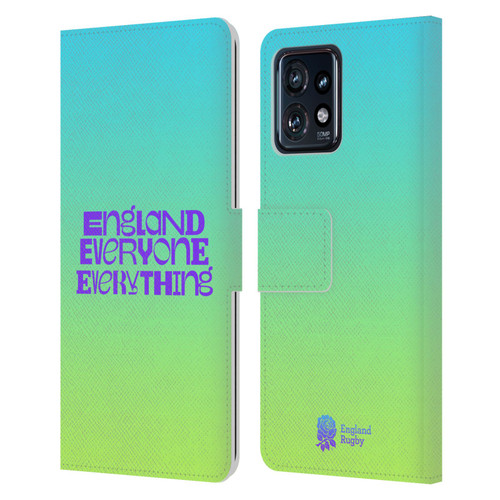 England Rugby Union This Rose Means Everything Slogan in Cyan Leather Book Wallet Case Cover For Motorola Moto Edge 40 Pro
