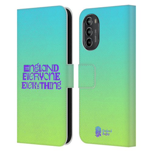 England Rugby Union This Rose Means Everything Slogan in Cyan Leather Book Wallet Case Cover For Motorola Moto G82 5G
