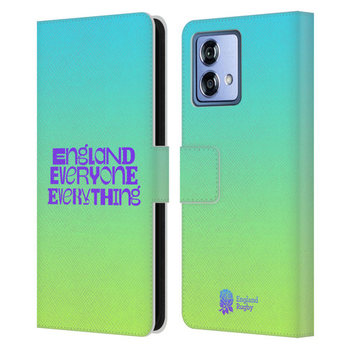 England Rugby Union This Rose Means Everything Slogan in Cyan Leather Book Wallet Case Cover For Motorola Moto G84 5G