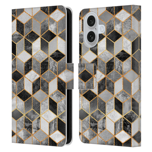 Elisabeth Fredriksson Cubes Collection Black And White Leather Book Wallet Case Cover For Apple iPhone 16