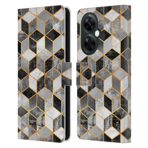 Elisabeth Fredriksson Cubes Collection Black And White Leather Book Wallet Case Cover For OnePlus Nord CE 3 Lite 5G