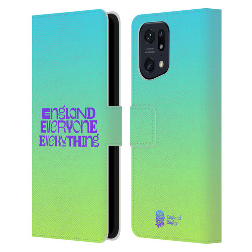 England Rugby Union This Rose Means Everything Slogan in Cyan Leather Book Wallet Case Cover For OPPO Find X5