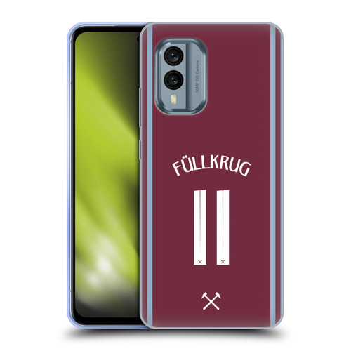 West Ham United FC 2024/25 Players Home Kit Niclas Füllkrug Soft Gel Case for Nokia X30