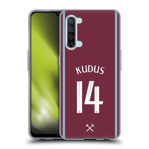 West Ham United FC 2024/25 Players Home Kit Mohammed Kudus Soft Gel Case for OPPO Find X2 Lite 5G