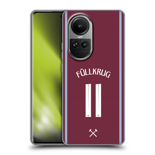 West Ham United FC 2024/25 Players Home Kit Niclas Füllkrug Soft Gel Case for OPPO Reno10 5G / Reno10 Pro 5G