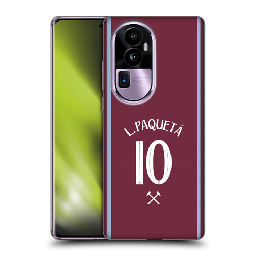 West Ham United FC 2024/25 Players Home Kit Lucas Paquetá Soft Gel Case for OPPO Reno10 Pro+