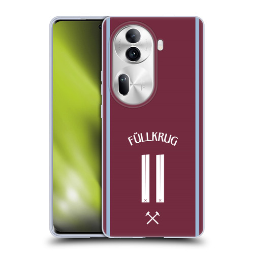 West Ham United FC 2024/25 Players Home Kit Niclas Füllkrug Soft Gel Case for OPPO Reno11 Pro