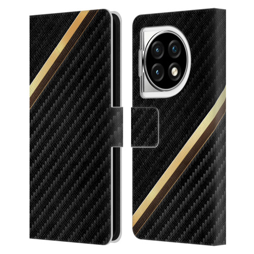 Alyn Spiller Carbon Fiber Gold Leather Book Wallet Case Cover For OPPO OnePlus Ace 3 5G