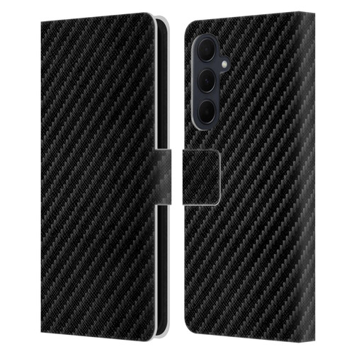 Alyn Spiller Carbon Fiber Plain Leather Book Wallet Case Cover For Samsung Galaxy A35 5G