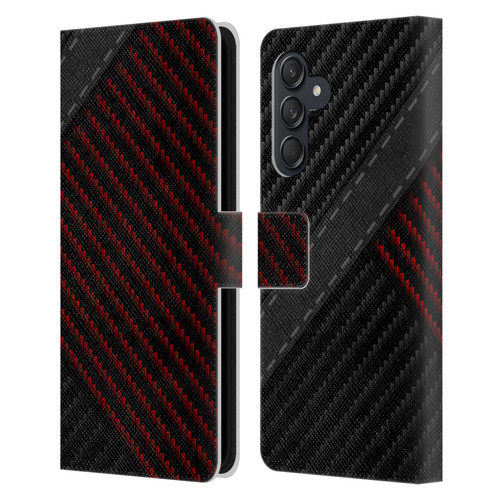 Alyn Spiller Carbon Fiber Stitch Leather Book Wallet Case Cover For Samsung Galaxy M55 5G