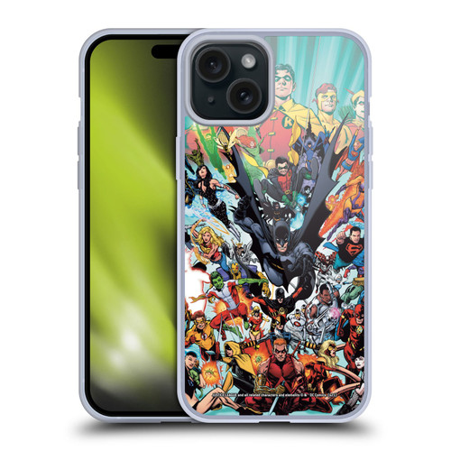 Justice League DC Comics Teen Titans Comic Art #100 Variant Soft Gel Case for Apple iPhone 15 Plus