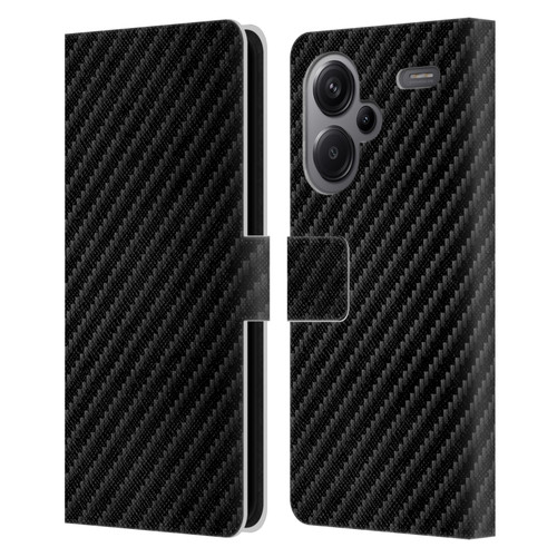 Alyn Spiller Carbon Fiber Plain Leather Book Wallet Case Cover For Xiaomi Redmi Note 13 Pro Plus 5G