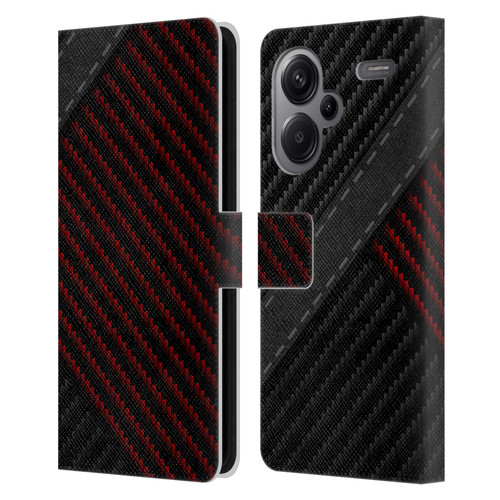 Alyn Spiller Carbon Fiber Stitch Leather Book Wallet Case Cover For Xiaomi Redmi Note 13 Pro Plus 5G