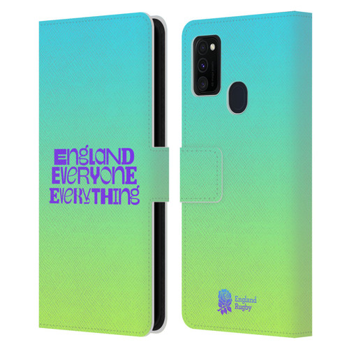 England Rugby Union This Rose Means Everything Slogan in Cyan Leather Book Wallet Case Cover For Samsung Galaxy M30s (2019)/M21 (2020)