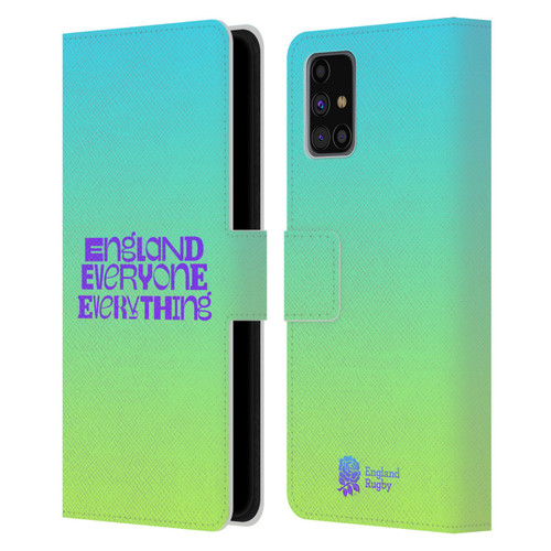 England Rugby Union This Rose Means Everything Slogan in Cyan Leather Book Wallet Case Cover For Samsung Galaxy M31s (2020)