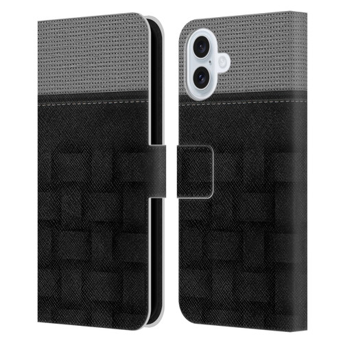 Alyn Spiller Luxury Charcoal Leather Book Wallet Case Cover For Apple iPhone 16 Plus