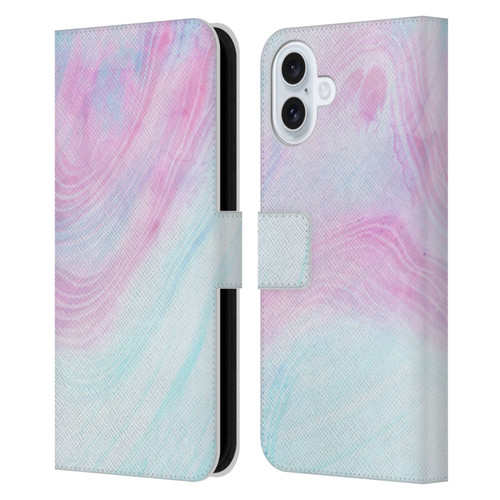 Alyn Spiller Marble Pastel Leather Book Wallet Case Cover For Apple iPhone 16 Plus