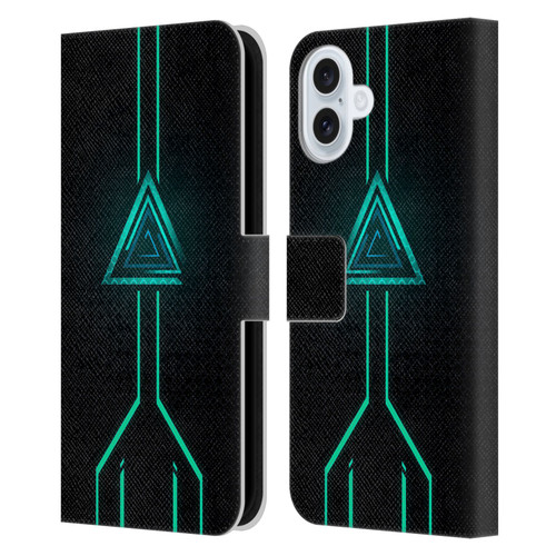 Alyn Spiller Neon Green Leather Book Wallet Case Cover For Apple iPhone 16 Plus