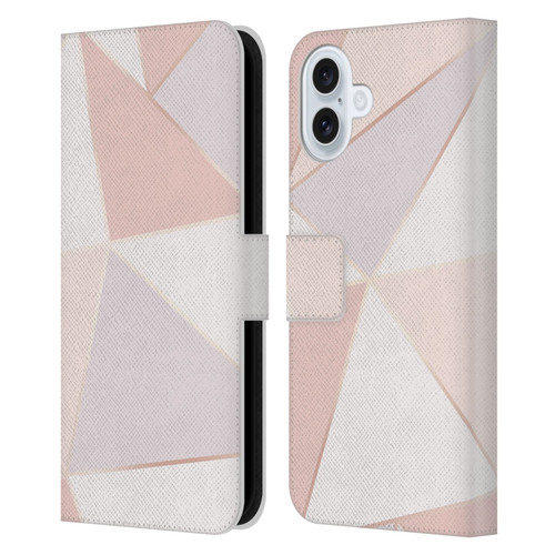 Alyn Spiller Rose Gold Geometry Leather Book Wallet Case Cover For Apple iPhone 16 Plus