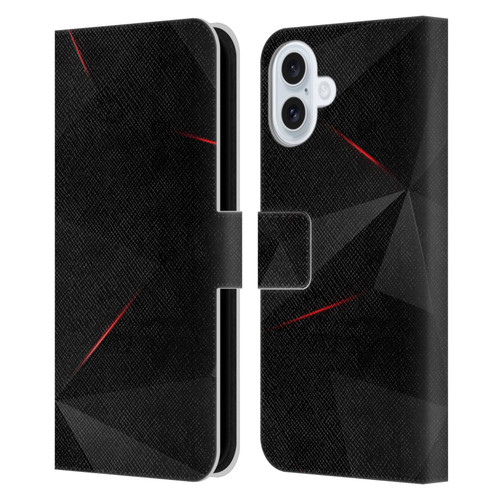 Alyn Spiller Tectonic Red Leather Book Wallet Case Cover For Apple iPhone 16 Plus