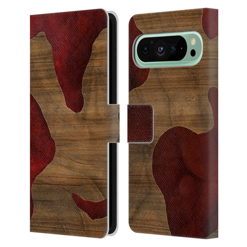 Alyn Spiller Wood & Resin Fire Leather Book Wallet Case Cover For Google Pixel 9 Pro XL