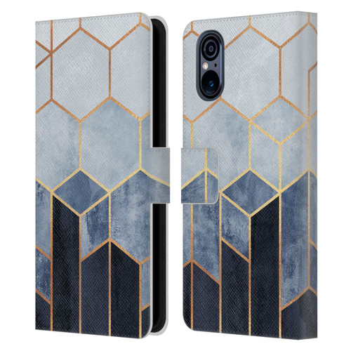 Elisabeth Fredriksson Sparkles Soft Blue Hexagons Leather Book Wallet Case Cover For Sony Xperia 5 V 5G