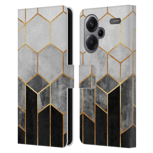 Elisabeth Fredriksson Sparkles Charcoal Hexagons Leather Book Wallet Case Cover For Xiaomi Redmi Note 13 Pro Plus 5G