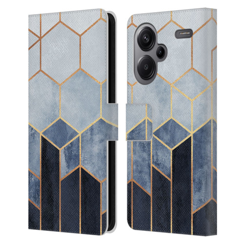 Elisabeth Fredriksson Sparkles Soft Blue Hexagons Leather Book Wallet Case Cover For Xiaomi Redmi Note 13 Pro Plus 5G