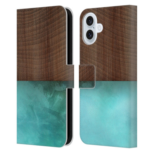 Alyn Spiller Wood & Resin Blocking Leather Book Wallet Case Cover For Apple iPhone 16 Plus