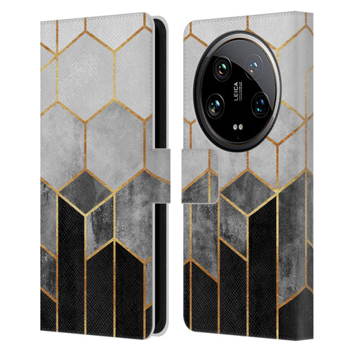Elisabeth Fredriksson Sparkles Charcoal Hexagons Leather Book Wallet Case Cover For Xiaomi 14 Ultra