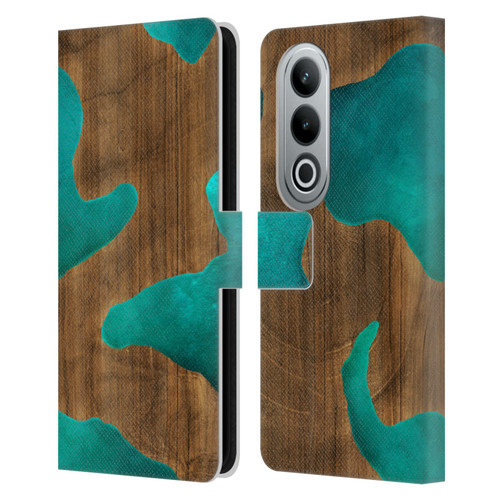 Alyn Spiller Wood & Resin Aqua Leather Book Wallet Case Cover For OPPO OnePlus Ace 3V 5G