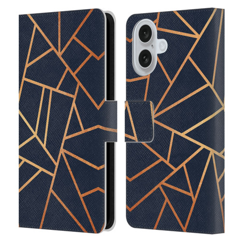 Elisabeth Fredriksson Stone Collection Copper And Midnight Navy Leather Book Wallet Case Cover For Apple iPhone 16