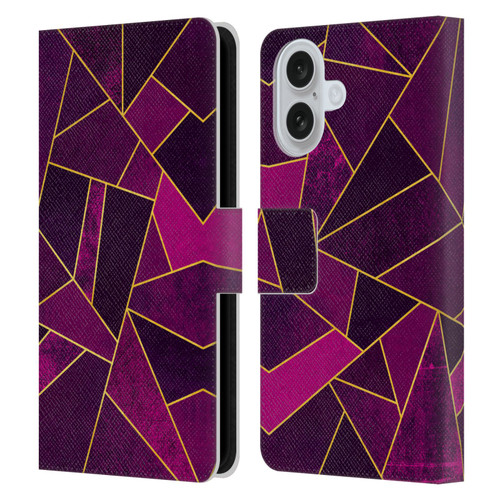 Elisabeth Fredriksson Stone Collection Purple Leather Book Wallet Case Cover For Apple iPhone 16
