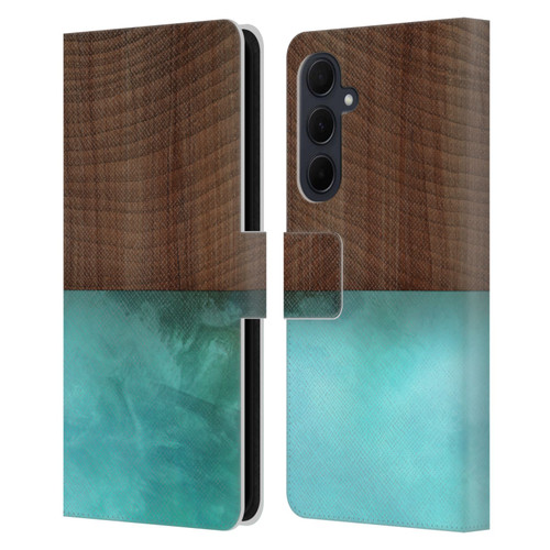 Alyn Spiller Wood & Resin Blocking Leather Book Wallet Case Cover For Samsung Galaxy A35 5G