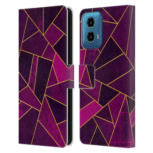 Elisabeth Fredriksson Stone Collection Purple Leather Book Wallet Case Cover For Motorola Moto G34 5G
