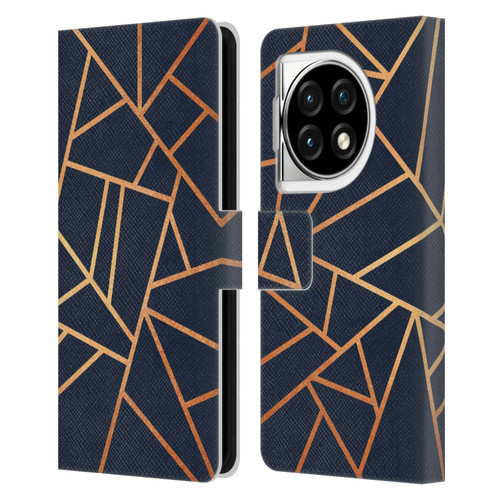Elisabeth Fredriksson Stone Collection Copper And Midnight Navy Leather Book Wallet Case Cover For OPPO OnePlus Ace 3 5G