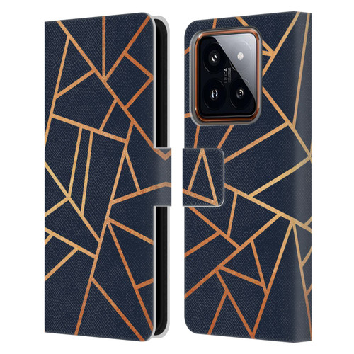 Elisabeth Fredriksson Stone Collection Copper And Midnight Navy Leather Book Wallet Case Cover For Xiaomi 14