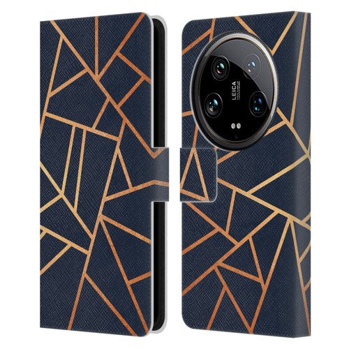Elisabeth Fredriksson Stone Collection Copper And Midnight Navy Leather Book Wallet Case Cover For Xiaomi 14 Ultra