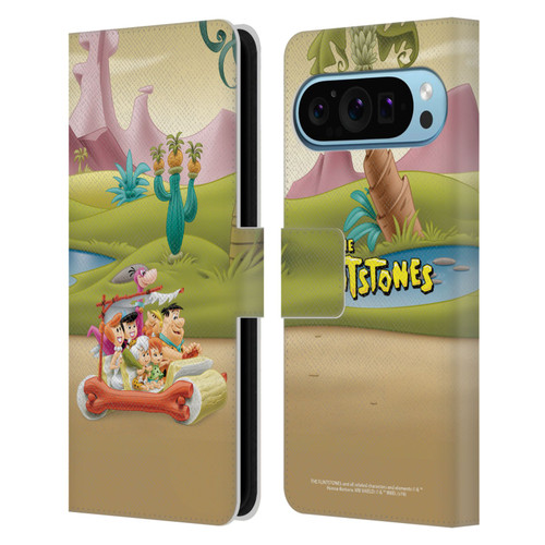 The Flintstones Characters Stone Car Leather Book Wallet Case Cover For Google Pixel 9 / Pixel 9 Pro