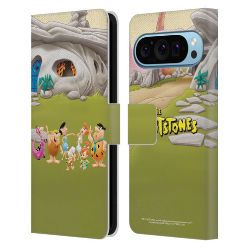 The Flintstones Characters Stone House Leather Book Wallet Case Cover For Google Pixel 9 / Pixel 9 Pro