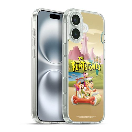The Flintstones Characters Stone Car Soft Gel Case for Apple iPhone 16 Plus & MagSafe