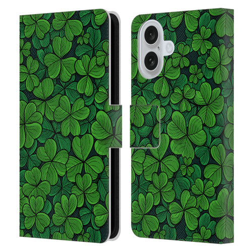 Katerina Kirilova Fruits & Foliage Patterns Clovers Leather Book Wallet Case Cover For Apple iPhone 16