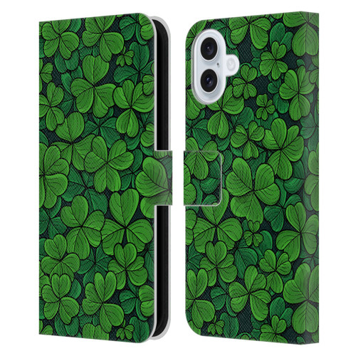 Katerina Kirilova Fruits & Foliage Patterns Clovers Leather Book Wallet Case Cover For Apple iPhone 16 Plus