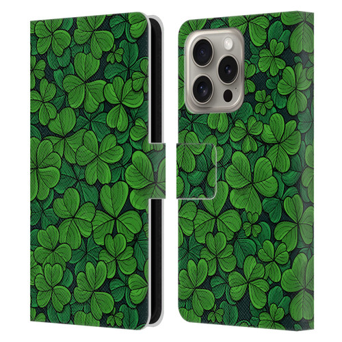 Katerina Kirilova Fruits & Foliage Patterns Clovers Leather Book Wallet Case Cover For Apple iPhone 16 Pro