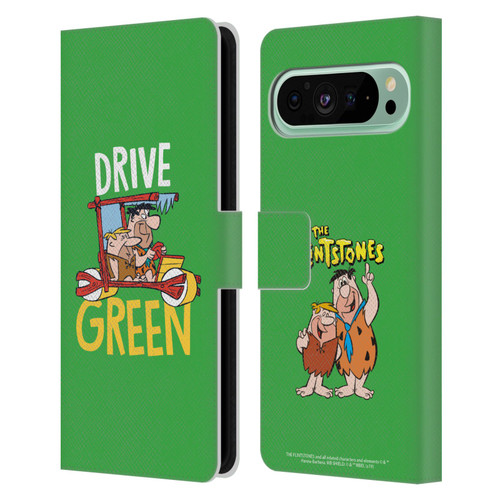 The Flintstones Graphics Drive Green Leather Book Wallet Case Cover For Google Pixel 9 Pro XL