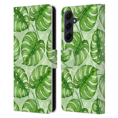 Katerina Kirilova Fruits & Foliage Patterns Monstera Leather Book Wallet Case Cover For Samsung Galaxy A55 5G